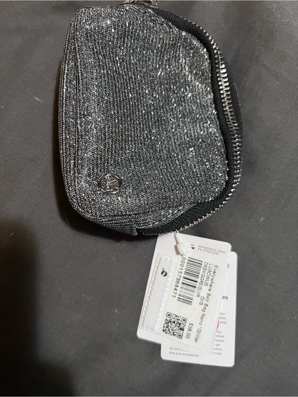 NWT Lululemon everywhere belt bag nano Sparkling Black Glitter